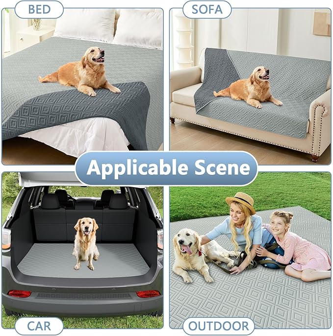 hyha Waterproof Dog Blanket, Soft Dog Bed Cover Pet Blankets, Waterproof Sofa Couch Cover for Dogs Washable, Reversible Pet Couch Covers for Sofa Furniture (40x80 Inch, Grey/Dark Grey)