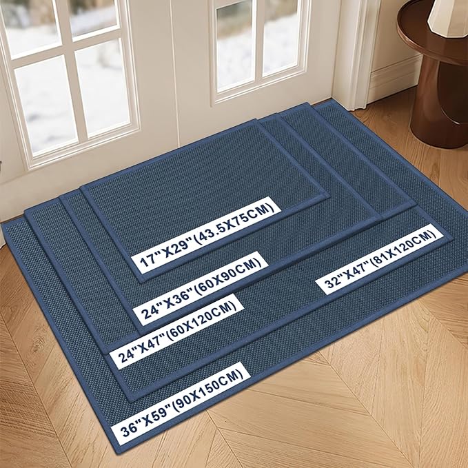 LEKEEPGO Door Mat 24"x36", Non Slip Door Mat Indoor Entrance, Rubber Backing Front Indoor Doormat Washable Absorbent Low-Profile Entryway Entry Resist Dirt Inside Door Mats, Cyan Blue