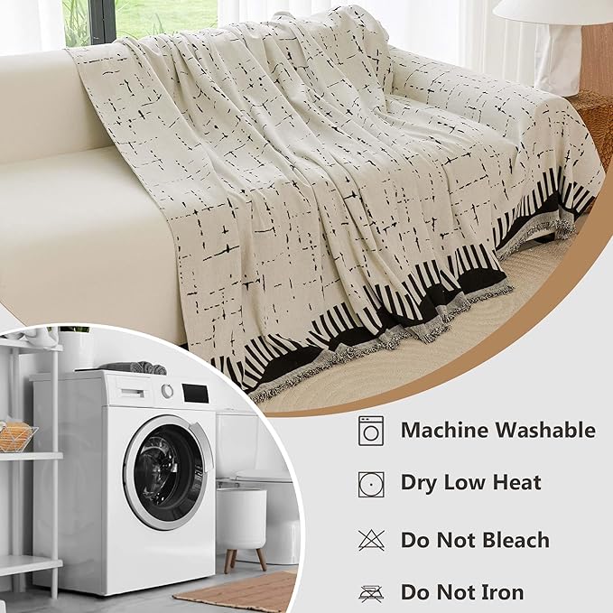 Boho Couch Cover for Dogs - Pet Proof Sofa Covers for 2 Cushion Couch, Non-Slip Chenille Sofa Slipcover, Pet Friendly Furniture Cover Fits Love Seat, 71"x118", Beige