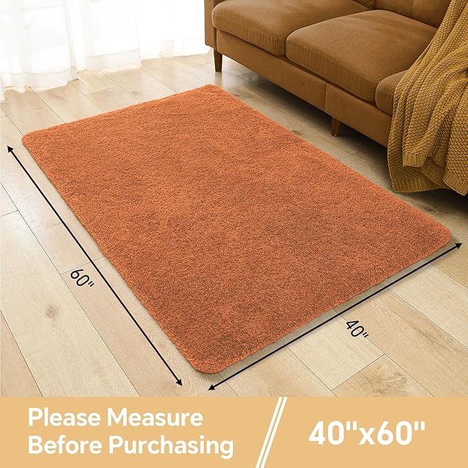 Burnt Orange Bathroom Rugs 40"x60" – Oversized Plush Non-Slip Microfiber Bath Mat, Absorbent & Washable – Ideal for Large Bathrooms or Living Rooms