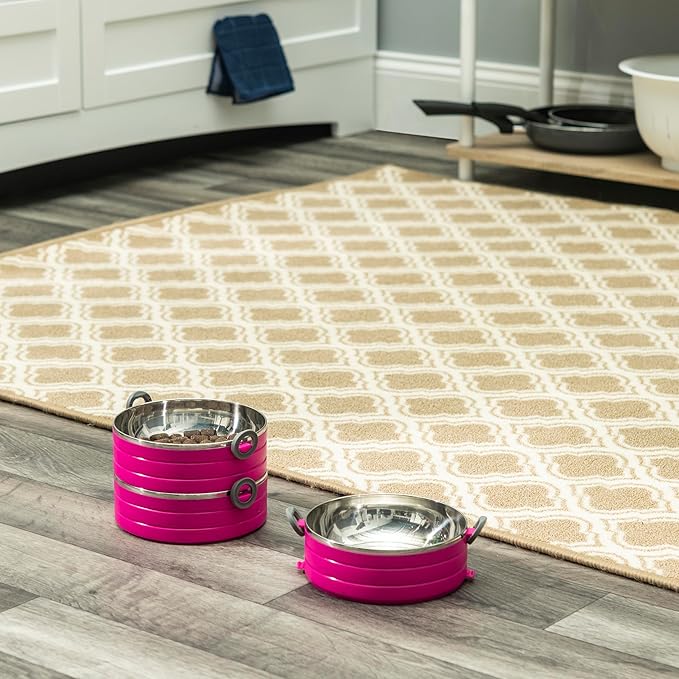 Healthy Human Travel Pet Bento Bowls - Leak Proof, Human-Grade Stainless Steel & BPA-Free, 3-Pack Water & Food Container Set, Clips & Handle (Pink)