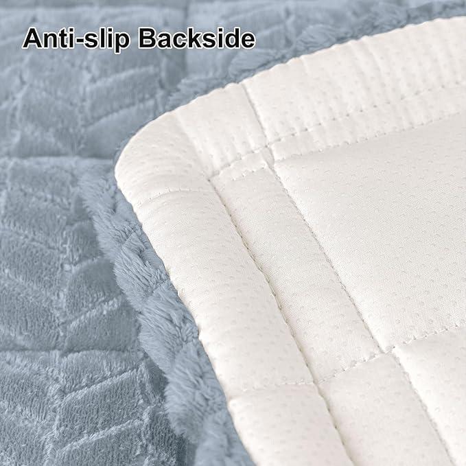Smiry Non Slip Couch Covers for Dogs, Fuzzy Pet Couch Covers for 2 Cushion Sofa Pet Friendly, Soft Sofa Loveseat Slipcovers Cushion Furniture Protector Washable (Haze Blue, 27.6" x 47")