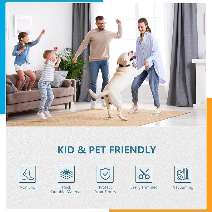 10X14 FT Non-Slip Rug Pad Gripper for Hardwood Floors, Tile, & Carpet – Anti-Slip Rug Pads to Keep Area Rugs Secure and in Place, Protects Floors, Prevents Slipping and Sliding