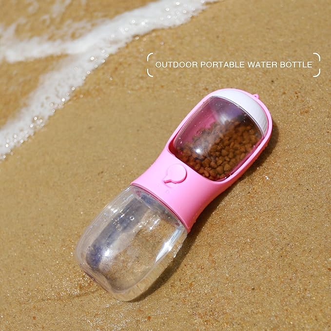 AVELORA Dog Water Bottle,Portable Pet Water Bottle with Food Container,Outdoor Portable Water Dispenser for Cat,Puppy,Pets for Walking,Hiking,Travel,Puppy Essentials,Dog Stuff(19oz)