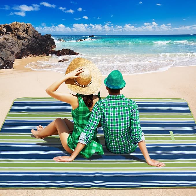 Picnic Blankets Extra Large Beach Blanket Waterproof Sandproof Outdoor Blanket for Grass Sand Free Beach Mat Picnic Mat Foldable 80" X60 for Camping, Hiking Travel Sand Park