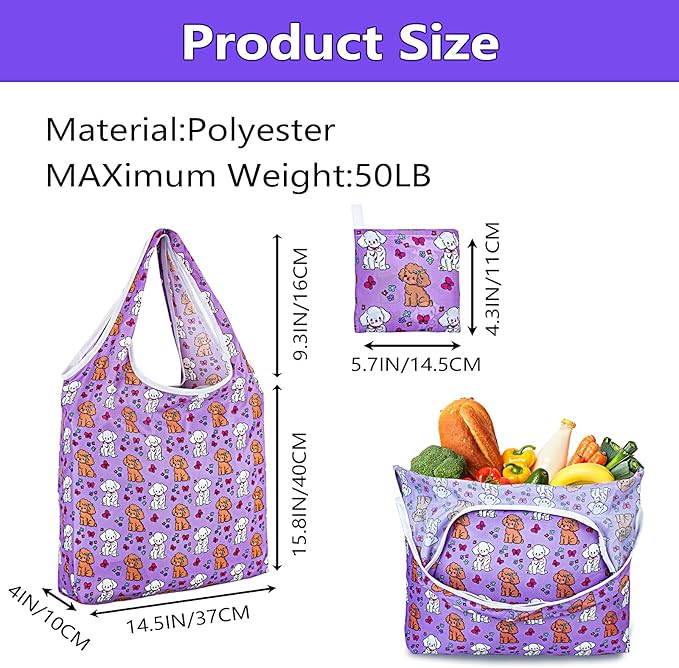 LOLOMLO 6 Pack Eco-Friendly Reusable Grocery Bags Lightweight Durable Washable Shopping Tote Foldable Outings Storage Pouch