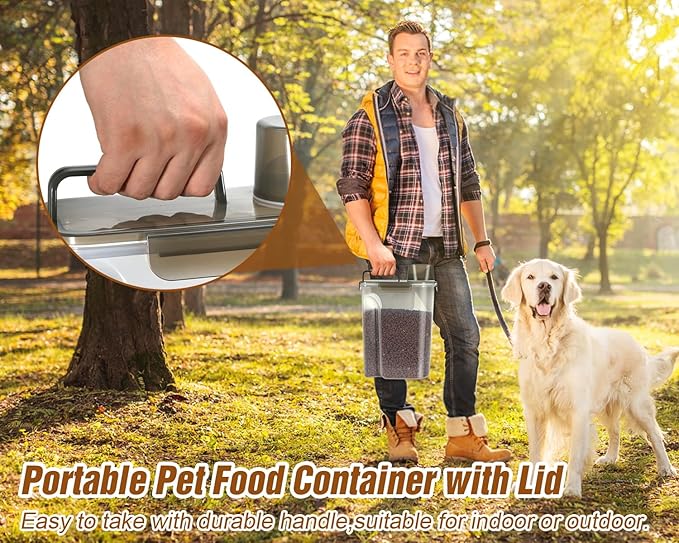 TBMax Dog Food Storage Container, Large Airtight Cat Food Container with Bigger Spout and Cup, Portable Travel Pet Food Storage Dispenser for Small Animal Kibble Storage, Bird Seed Container
