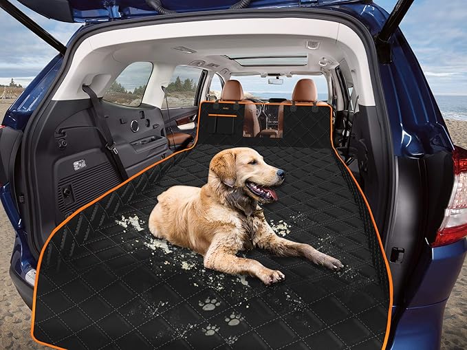 Dog Cargo Liner for Large SUV, Waterproof Dog Cargo Cover with Bumper Flap Protection Durable Car Trunk Mat for Pets Keep Your Vehicle Trunk Clean Universal Fit X-Lager SUV Car Seat Cover