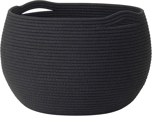 Goodpick Large Toy Storage for Kids, Black Baby Basket for Baby Shower, Decorative Woven Rope Basket for Nursery Living Room, 15.7"D x 10.5"H