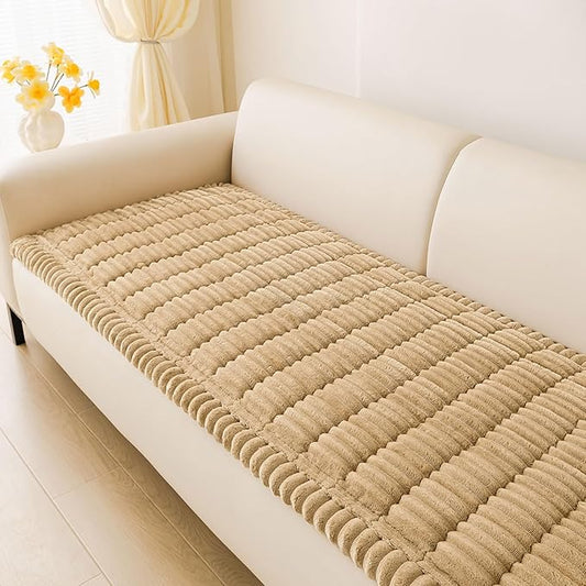 hyha Couch Covers for Dogs Washable, Non Slip Plush Dog Sofa Protectors, Fuzzy Pet Couch Covers for 3 Cushion Sofa Pet Friendly (Camel, 27.6" x 82.7")