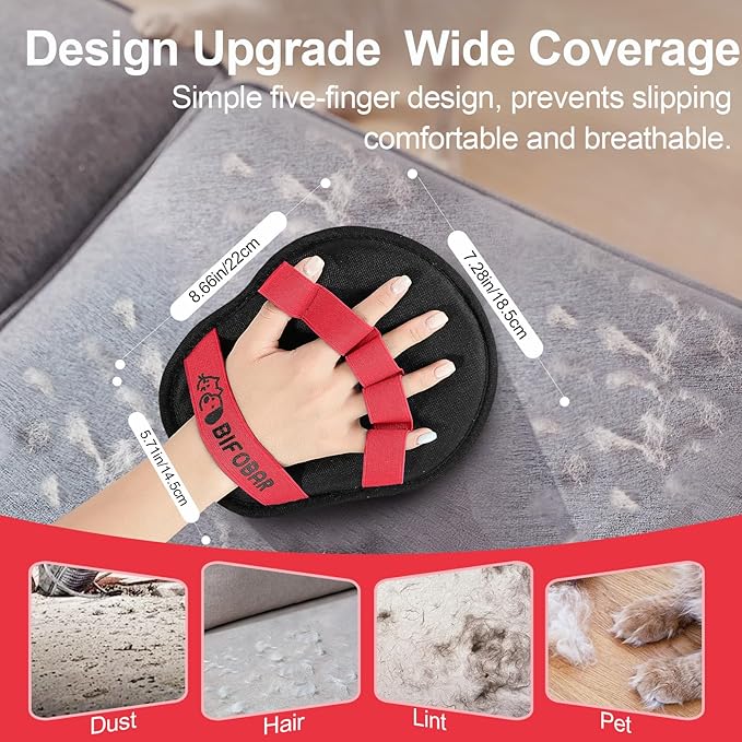 Pet Hair Removal Glove - Magic Brush Electrostatic Mitt for Dogs & Cats, Reusable Grooming Gloves - Dog Hair Remover Tool with 5-Finger Design for Couch, Carpet, Furniture, Laundry & Clothing