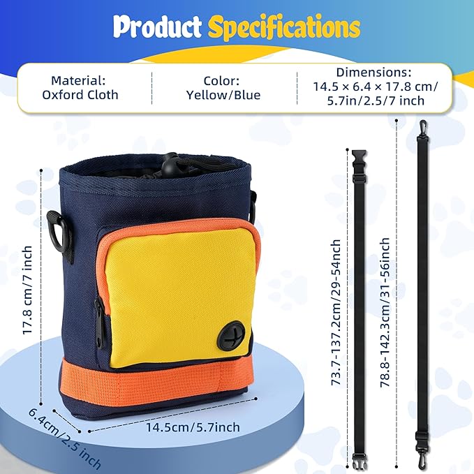 Dog Treat Pouch, Treat Pouch for Pet Training, Dog Treat Bag,Training Treat Pouch, Dog Training Pouch with Shoulder Strap& Waist Belt, Puppy Training Treat Holder Bag for Daily Walking, Park Training