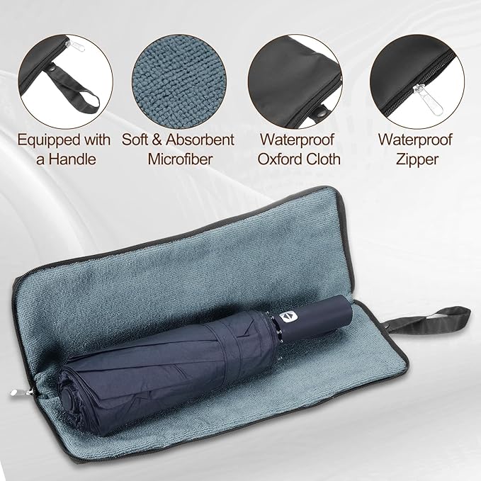 uxcell Wet Umbrellas Bag, 15 x 5 Inch Waterproof Oxford Cloth Reversible Umbrellas Sleeve Cover Portable Waterproof Case for Wet Travel Folding Umbrellas Travel Home Outdoor, Black