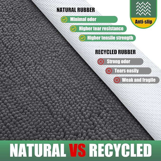 IM HOME 2 Pieces Chenille Absorbent Outdoor Doormat 36" x 24", Washable Muddy Door Mats for Dog Non Slip Indoor Doormats Dog Mat for Muddy Paw Front Inside Doormat for Entryway Grey