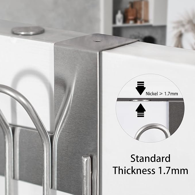 SKOLOO Over The Door Hooks - for Doors up to 1-3/4'' Thickness, Pack of 2, Metal Door Hanger with 9 Hooks, Over The Door Hanger for Coats, Hats, Towels, Silver