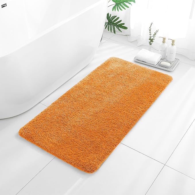 Orange Bathroom Rugs 24"x48" – Long Plush Non-Slip Bath Mat, Absorbent & Washable Microfiber Runner Rug – Perfect for Tub, Sink, or Washroom