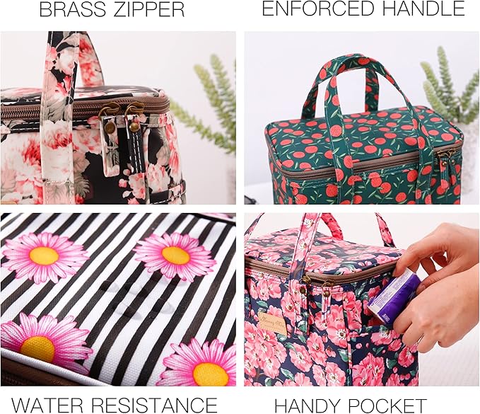 Kwang Min Avocado Insulated Lunch Bag for Women,Reusable Lunch Box,Large Cooler for Office,Picnic Outdoors,Premium Durable Fabric,Light,Ideal Summer Bag (Avocado Pink)