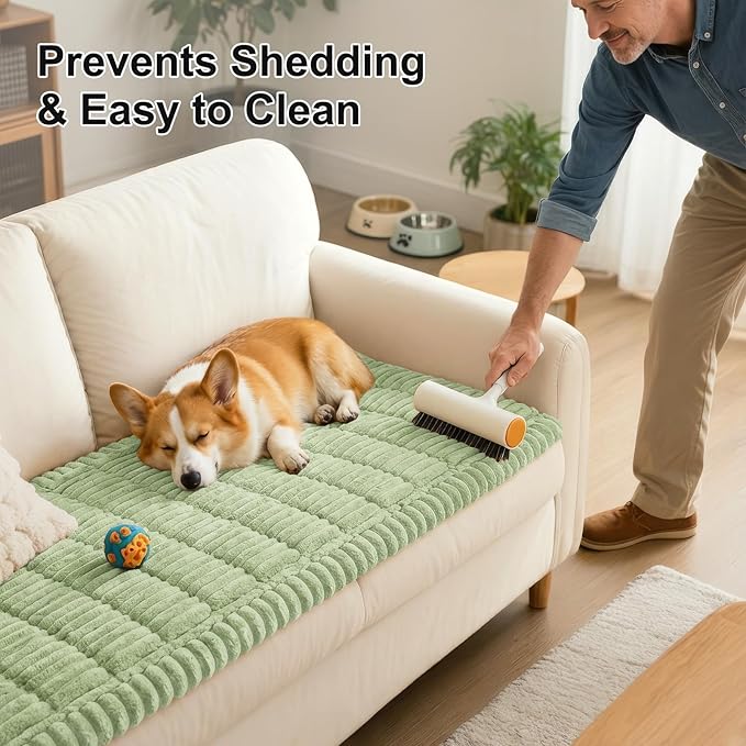 Smiry Couch Cover for Dogs, Non Slip Washable Sofa Protector for Pets, Soft Furniture Cover for Pet, Stylish Sofa Covers, Cozy Protect Against Fur, Dirt & Everyday Messes (Green, 27.6" x 70.9")