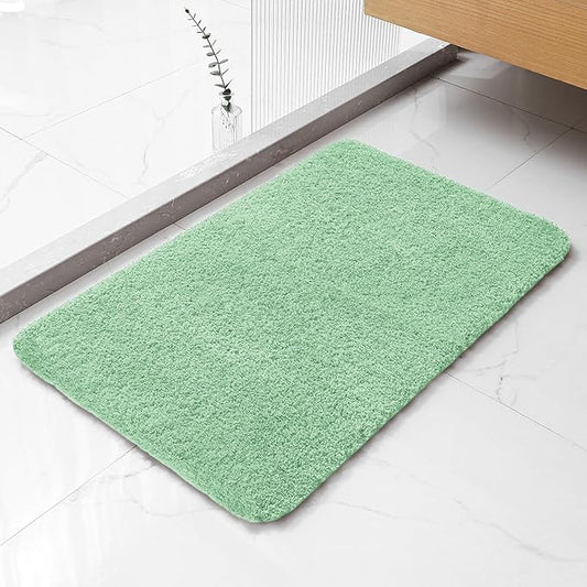 Light Green Bathroom Rugs 20"x32" - Soft Plush Bath Mat, Non Slip Absorbent Microfiber Bathroom Rug, Machine Washable Floor Mat - Perfect for Vanity, Sink or Bathtub Area