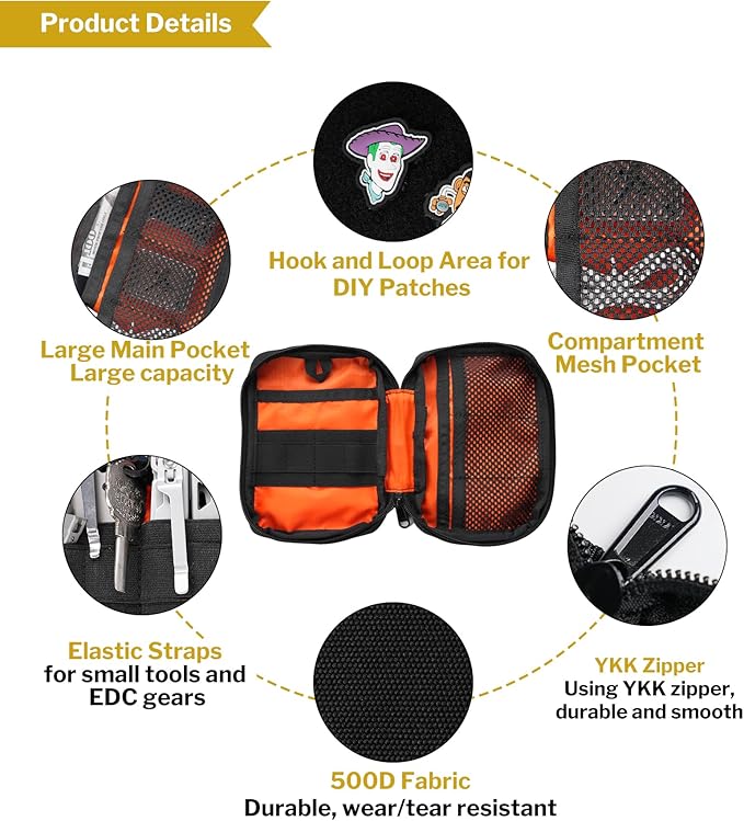 VIPERADE VE32 EDC Pouch, Pocket Organizer with Patch Area, Molle Utility Pouch for Everyday Carry