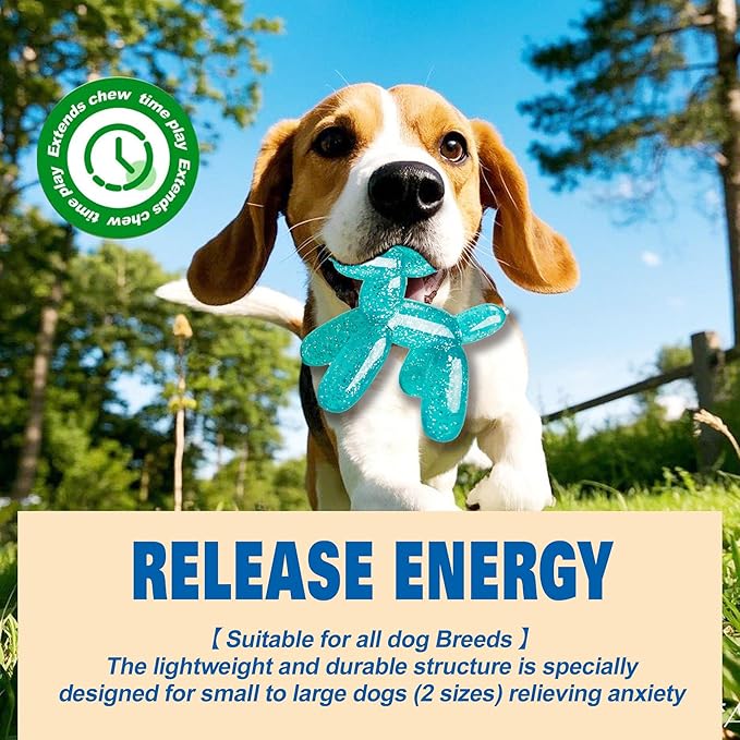 Durable Dog Chew Toy – Balloon Dog Shape, 6.14”for Medium & Large Dogs, Tough Plastic, Interactive Chew Toy for Boredom & Dental Health（Green）