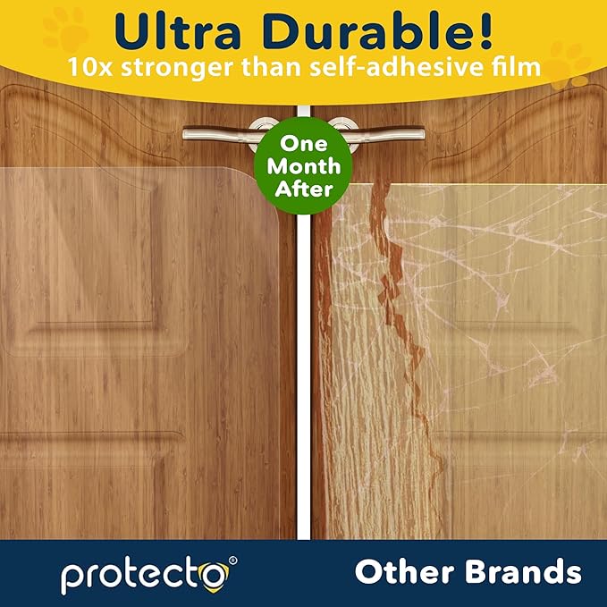 PROTECTO 2-Pack Heavy Duty Door Protector from Dog Scratching, 35.5 x 24” Clear Door Scratch Protector, Easy to Install on Window, Wall, Screen & Sliding Doors | Cat Scratch Guard for Indoors Outdoors