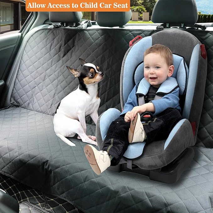 Meolsaek Dog Car Seat Cover for Back Seat, Scratch Proof Nonslip Pet Car Seat Cover, 4 Layers Waterproof Heavy Duty Back Seat Pet Cover for Dogs with Storage Bag (Bench)