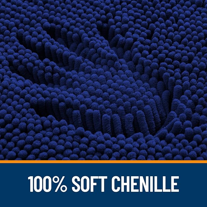 OLANLY Bathroom Rugs 36x24, Extra Soft Absorbent Chenille Bath Rugs, Rubber Backing Quick Dry, Machine Washable Bath Mats for Bathroom Floor, Tub and Shower, Home Decor Accessories, Navy