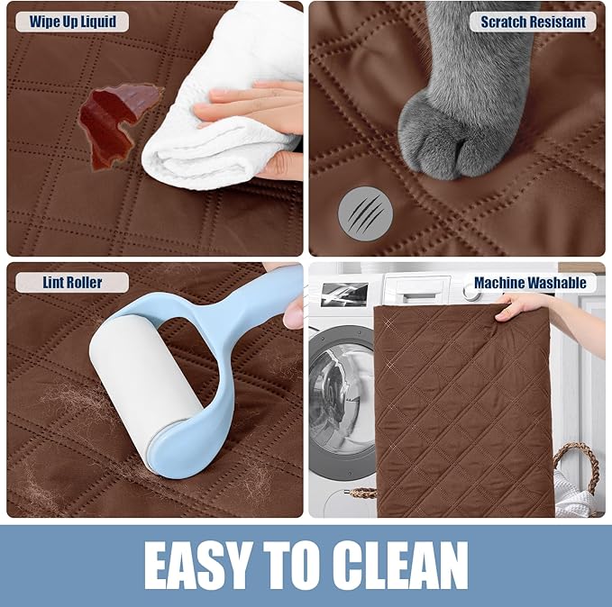 Smiry Waterproof Dog Bed Cover Pet Blanket, Soft Washable Dog Blanket for Furniture Bed Couch Sofa Reversible, Checkered (52"x82", Brown/Chocolate)