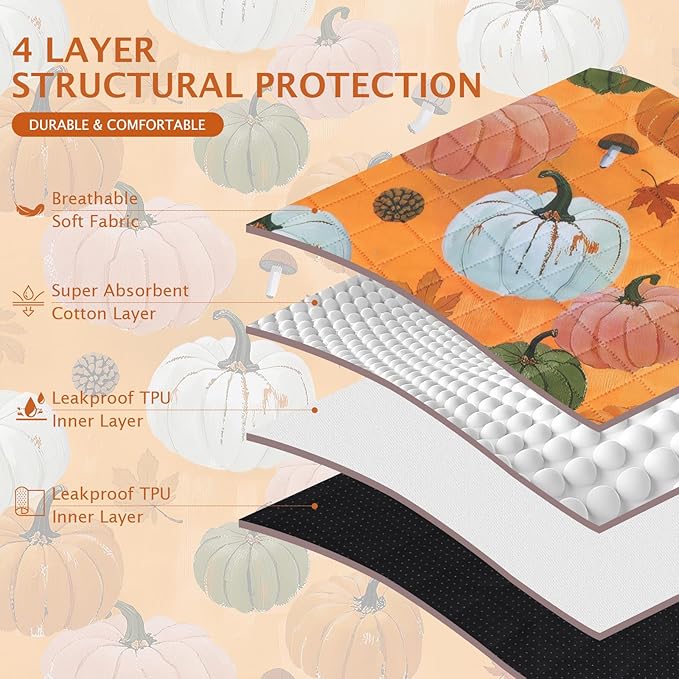 IEUUMLER Washable Pee Pads for Dogs, 2 Pack Pumpkin Pattern Reusable Waterproof Puppy Potty Pads, Non-Slip Absorbent Pet Training Pads for Playpen Crate Bed EU016 Orange Pumpkin, 36x36