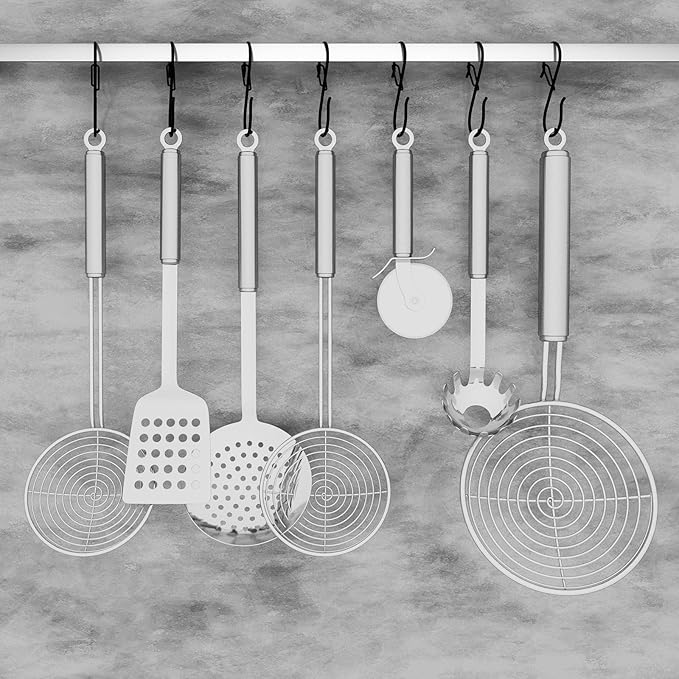 S Hooks for Hanging Hanger,Purse Hooks Hanging Bag Hanger,3.5-inch Heavy Duty Metal S Hook with Safety Buckle Metal S Shaped Hooks for Home Kitchen Closet Organizer,Suitable for 0.5 inch Rods (12)