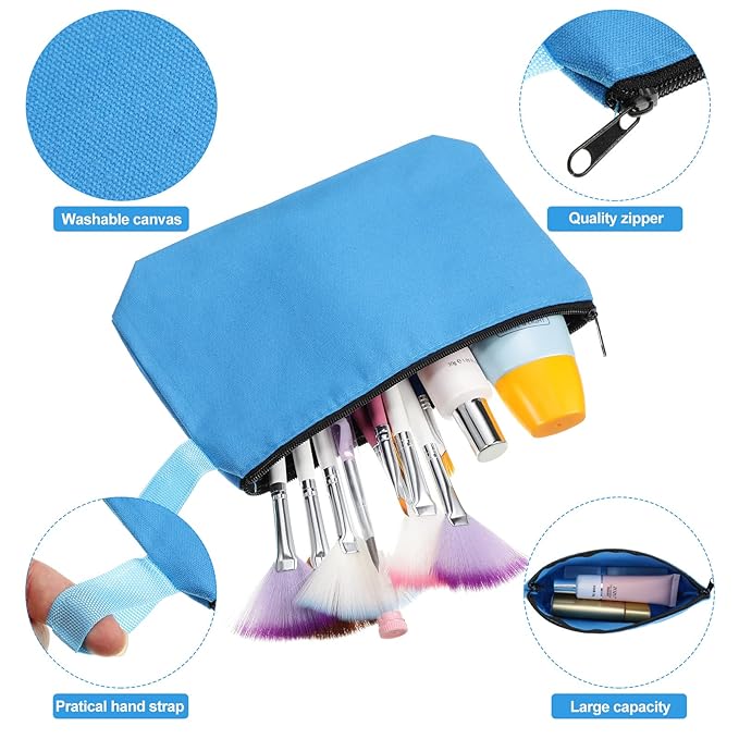 Saintrygo 30 Pcs Makeup Bag Travel Canvas Cosmetic Bag Bulk Multipurpose Small Makeup Pouch for Purse Portable Blank Zipper Toiletry Organizer DIY for Women Assorted Color(Classic,7.5 x 5 x 1.8 Inch)