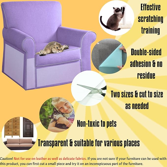 18 Pcs Cat Anti Scratching Training Tape, Double Sided Sticky Tape for Cats, Couch Protector from Cat Claws, Cat Scratch Furniture Protector, Couch Protector Cat, Cat Furniture Protector