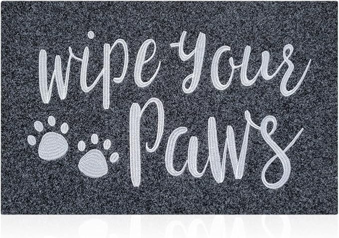 AAZZKANG Wipe Your Paws Doormat Outdoor Welcome Mat with Non Slip Rubber Back Quickly Trap Dirt Easy to Clean Funny Dog Paw Doormat for Entrance,Front Door,Indoor