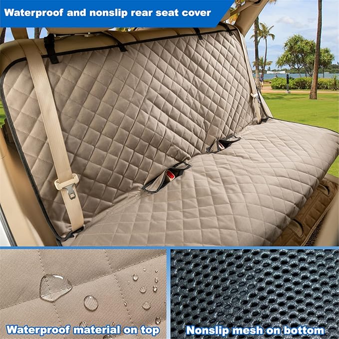 VIEWPETS Bench Car Seat Cover Protector - Waterproof, Heavy-Duty and Nonslip Pet Car Seat Cover for Dogs with X-Large Size Fits for Large SUVs & Trucks
