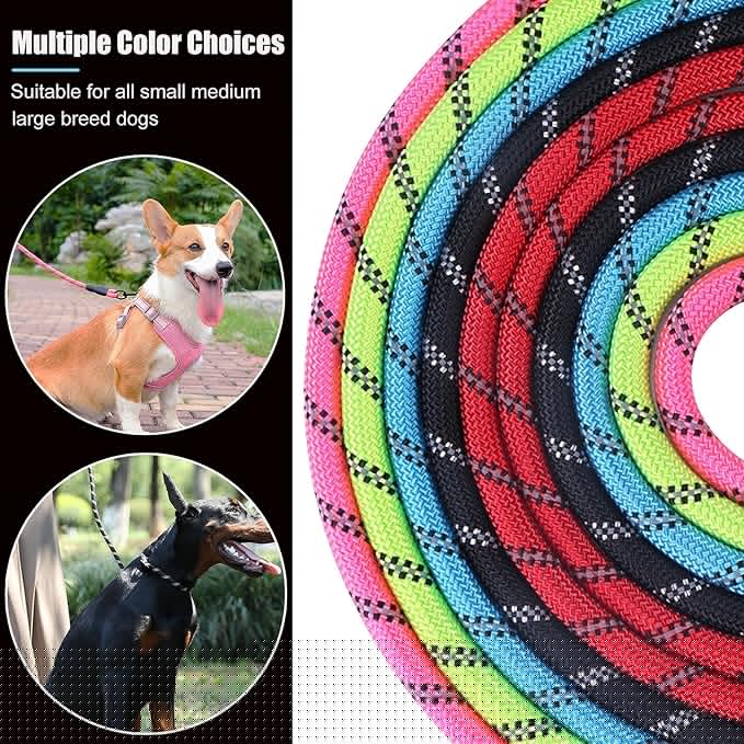 2 Pack Dog Leash, 4/5//6 FT Heavy Duty Nylon Rope Pet Leashes with Comfortable Padded Handle, Reflective Dog Leashes for Small Medium and Large Dogs (5FT-1/2,Black/Pink)