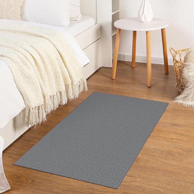 KOZYFLY Washable Area Rug 2x3 Ft Small Entryway Rug Indoor Door Mat Non Slip Front Door Rugs Indoor Braided Cotton Floor Carpet for Front Entrance Bathroom Kitchen Foyer, Grey