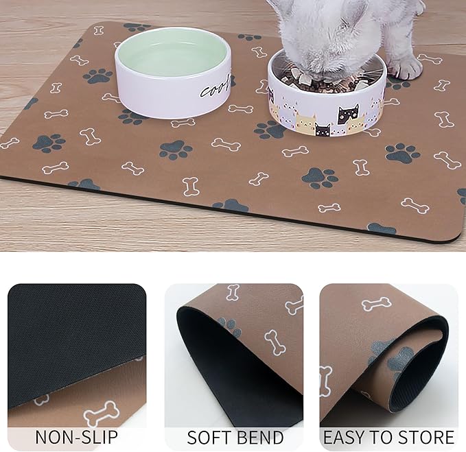Pet Cat Dog Food Mat Non Slip Mat for Dog Water Bowl Mat Quick Dry Absorbent Cat Feeding Mat, 18.1 * 11.8 in, Red