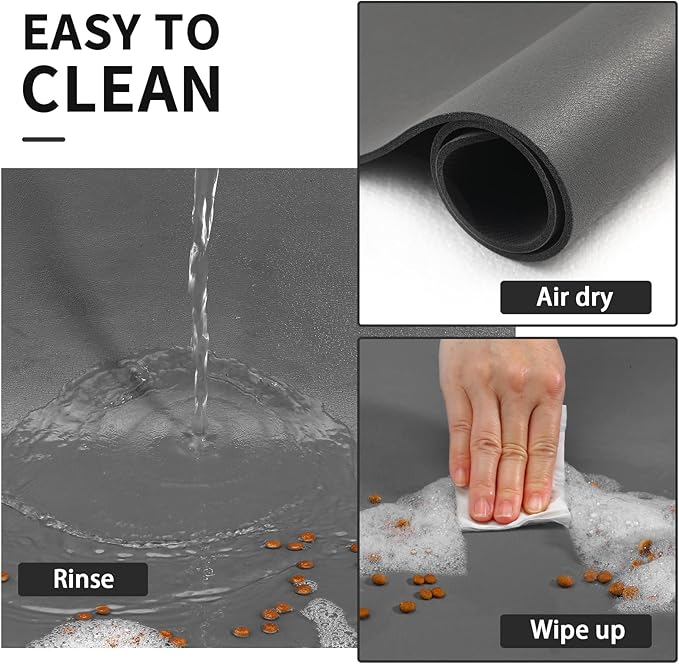Dog Food Mat - Absorbent Cat Mat for Food and Water, No Stains Pet Feeding Bowl Mat, Easy to Clean Pet Placemats, Quick Dry Dog Water Dispenser Mat for Messy Drinkers | Dark Grey 12"x 19"