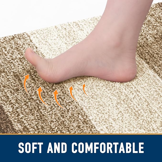 Smiry Dog Door Mat for Muddy Paws, Absorbs Moisture and Dirt, Low-Profile Entryway Mat with Non-Slip Backing, Entry Indoor Outdoor Doormat for Inside Floor (71x47 Inches, Khaki, Striped)