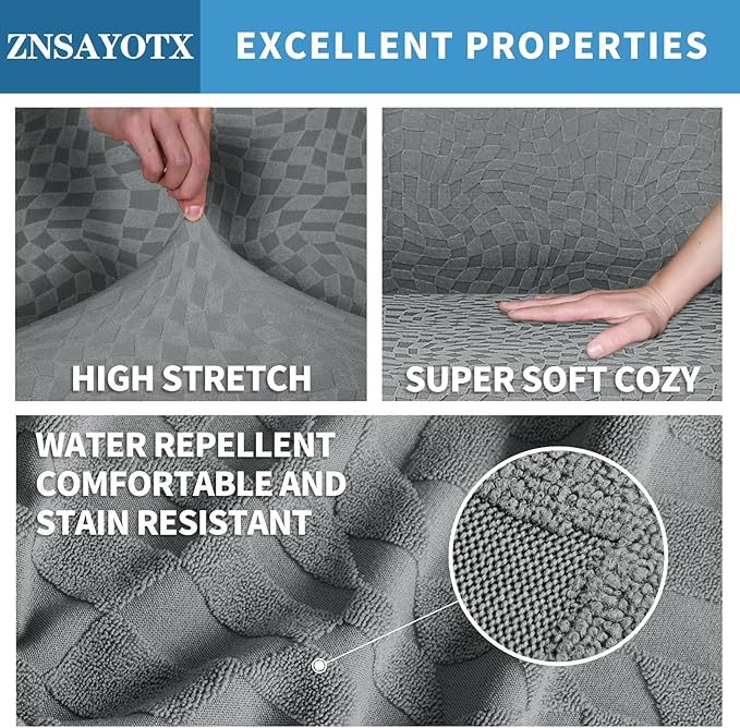 ZNSAYOTX Fashion Futon Cover (67"-82") Stretch Fit Armless Sofa Bed Slipcover, Universal Foldable Sofa Mattress Protector Full Queen Size, Irregular Plaid Texture Jacquard Futon Protector (Light Grey)