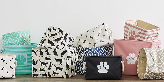 Bone Dry Pet Storage Collection Paw and Bone Print, Medium Rectangle, 16x10x12, Dark Brown