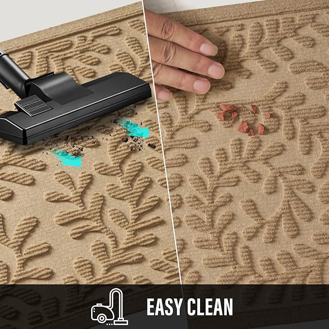Front Door Mat, Absorbent Dirt Trapping Welcome Door Mat Indoor Outdoor, Non Slip Entry Mat, Indoor Outdoor Door Mats, Fade Resistant, Low Profile Doormat for Entryway, 47×32, Beige