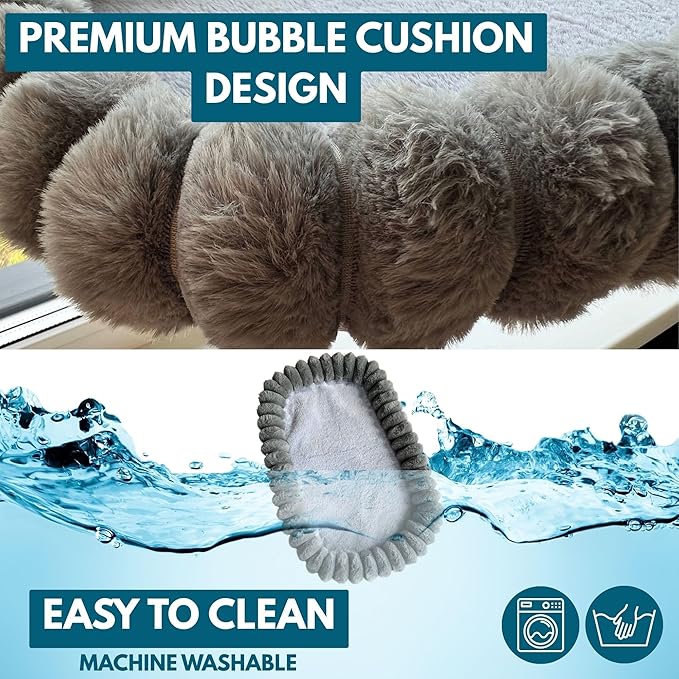 PAWRUSH Cat Window Perch — Premium Cat Window Hammock with 4 Large Suction Cups & Soft Bubble Cushion; Strong Rustproof Metal Frame Window Bed Holding 40lbs; Easy Assembly Perch for Indoor Cats; Gray