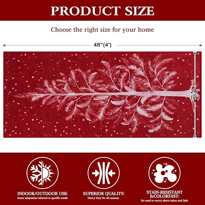 IM HOME Christmas Runner Rugs 2'X4', Untra-Thin Runner Rug Doormat for Hallway, Non Slip and Machine Washable Christmas Runners for Floor, Bedroom, Living Room, Tree
