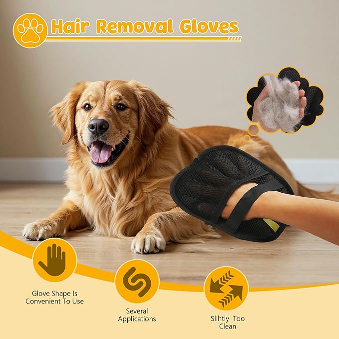 2025 Upgraded Pet Hair Remover Cat&Dog Grooming Tool Electrostatic Gloves Reusable Static-Powered Effortlessly Remove Fur from for laundry Clothes Furniture decor Car Seat Sofa Pet cooling mat bed (2)
