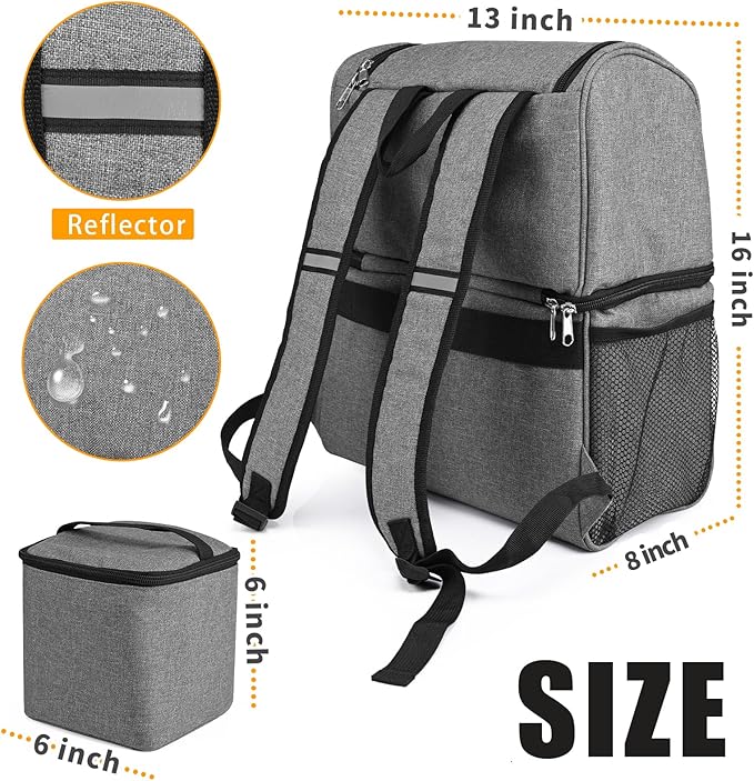 Txinrbaod Dog Bags for Traveling Pet Diaper Bag Airline Approved Dog Food Travel Bag with 2 Food Storage Containers Bag Pet Camping Essentials Hiking Accessories Gift Gray