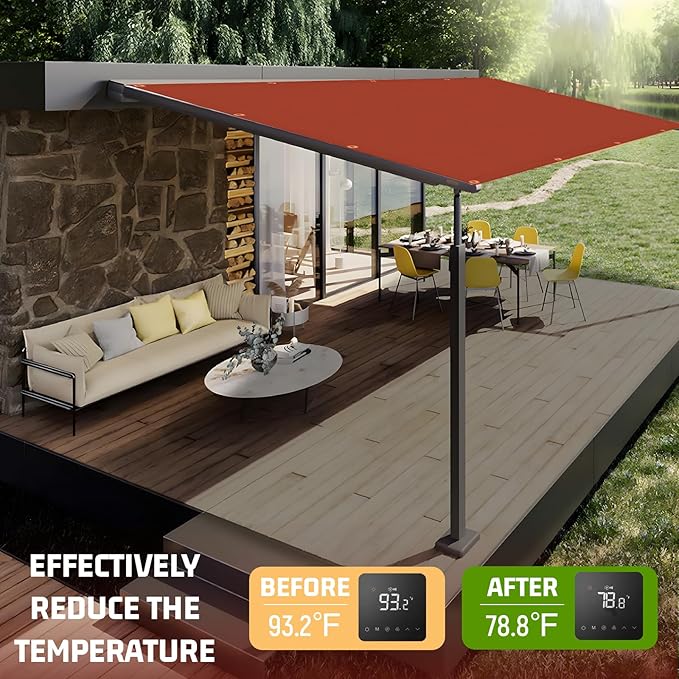 SUNNY GUARD Shade Cloth Custom Size 3x12 FT Sun Shade Screen Fabric Shade Cover Tarp with Grommets for Pergola Backyard Garden, Terra(We Customized)