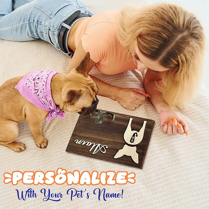 VINARTSVN Personalized Dog Leash Holder, Dog Butt Harness Wall Hanger Organizer with Name, Hooks for Leashes, Keys, Collars, Funny Leash Rack Wall Mount for Entryway, Gift for Pet Lovers, Home Décor