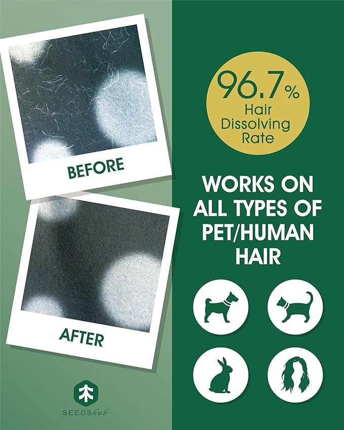 Pet Hair Dissolver for Washing Machine, Pet Hair Remover for Laundry, 96.7% Dissolution Rate, Dog Hair Remover, Cat Hair Remover, Up to 12 Months of Use, HE/Top/Front-Load Compatible, Septic Safe
